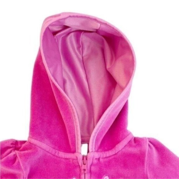 ADIDAS 6/9 Months Pink Velour Full Zip Hoodie - Picture 4 of 6